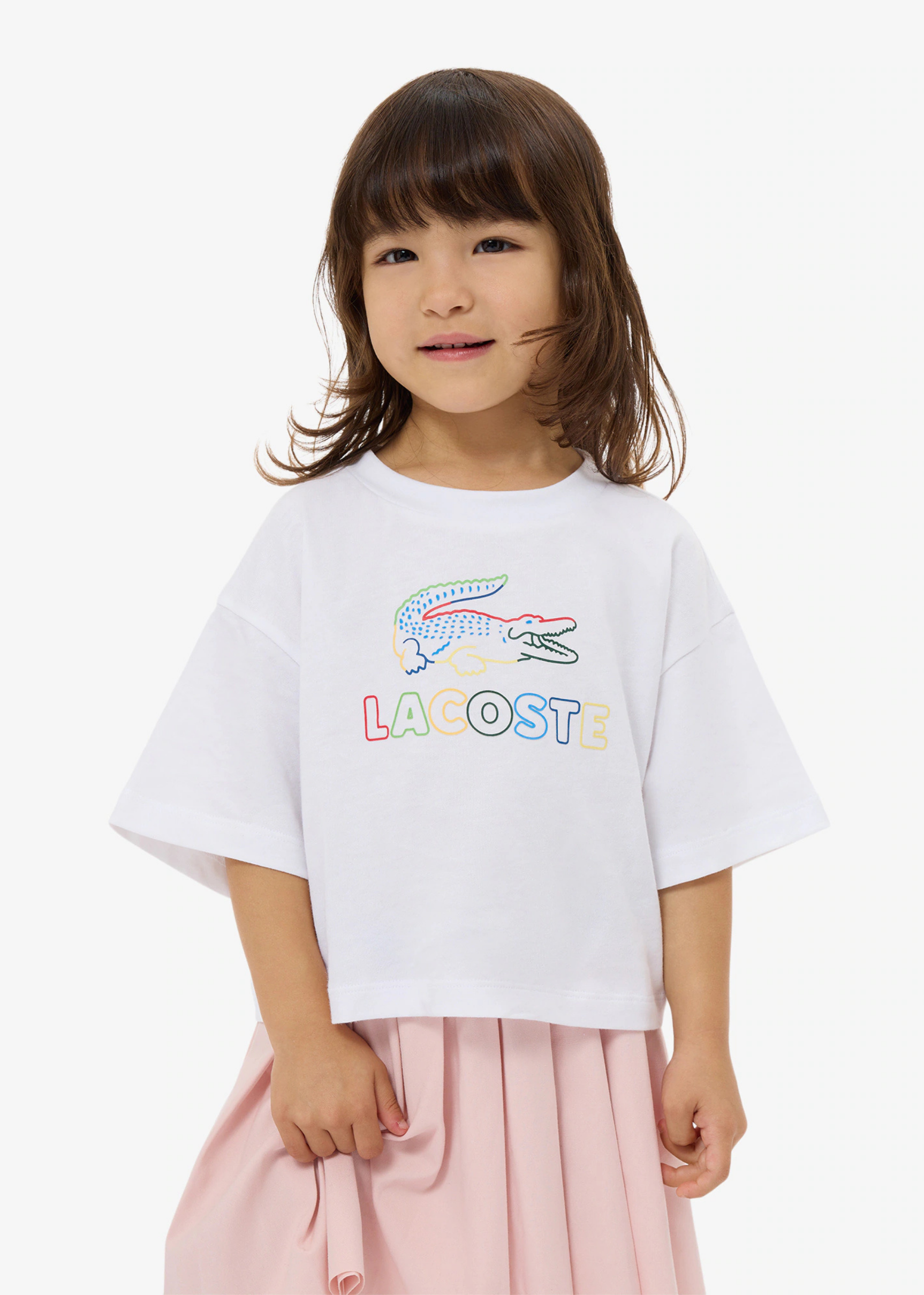 Camiseta Lacoste Kids Oversized con Estampado