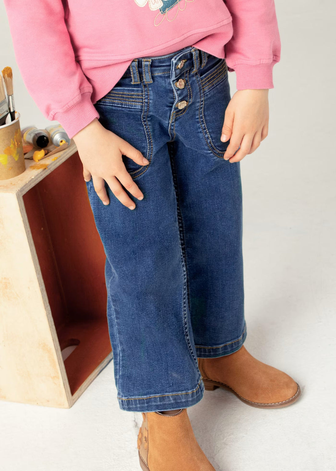 Jeans Wide Leg Medio Niña