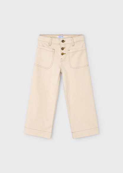 Pantalón Sarga Almendra Bolsillos Frontales