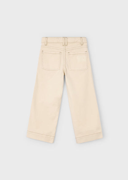 Pantalón Sarga Almendra Bolsillos Frontales