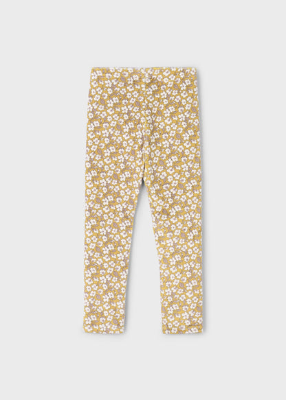 Legging Floral Aterciopelado Mostaza