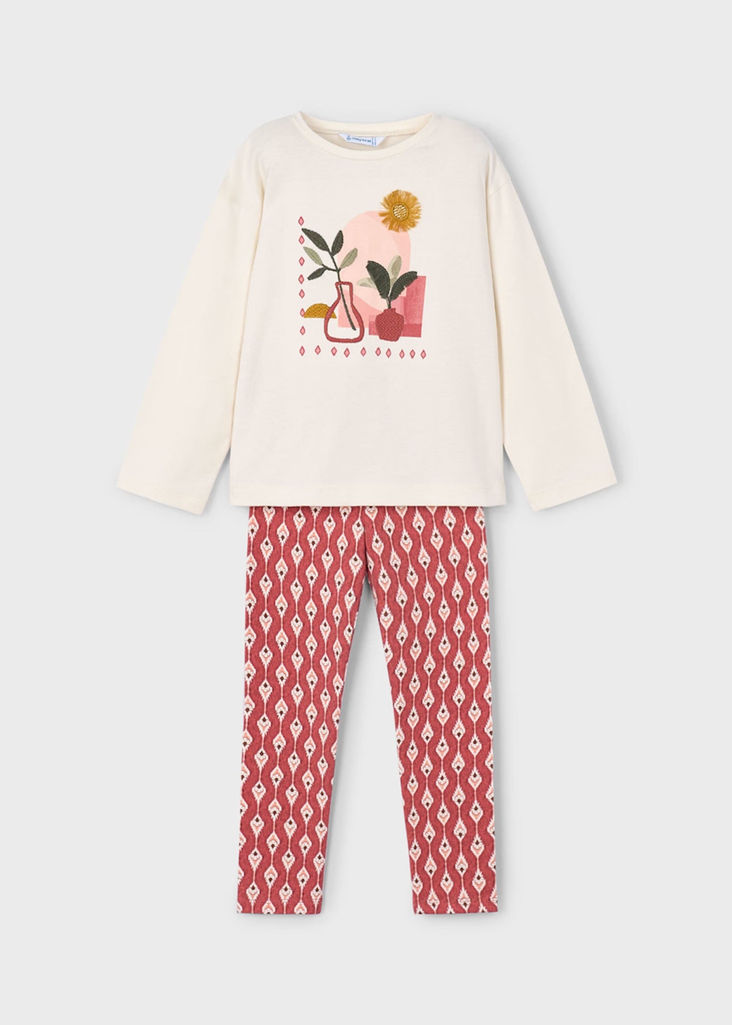 Conjunto Legging Estampado Floral Camiseta Bordada