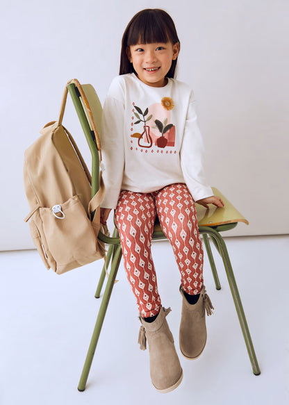 Conjunto Legging Estampado Floral Camiseta Bordada
