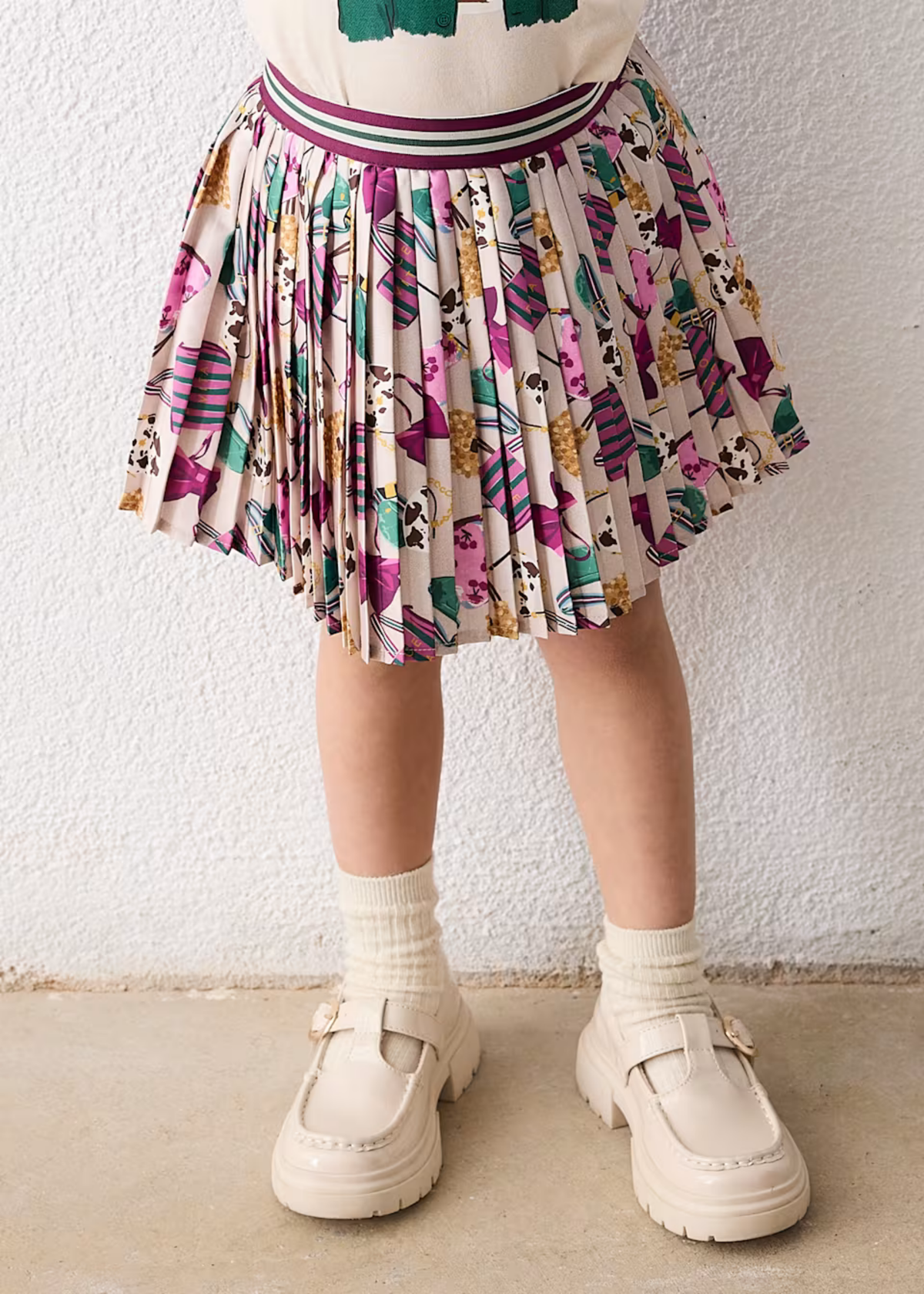 Falda Plisada Estampada Botella