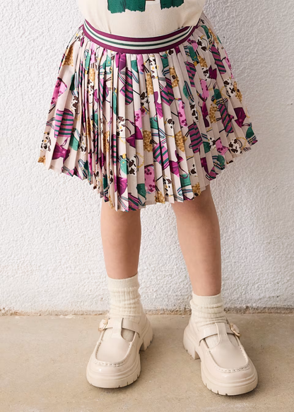 Falda Plisada Estampada Botella