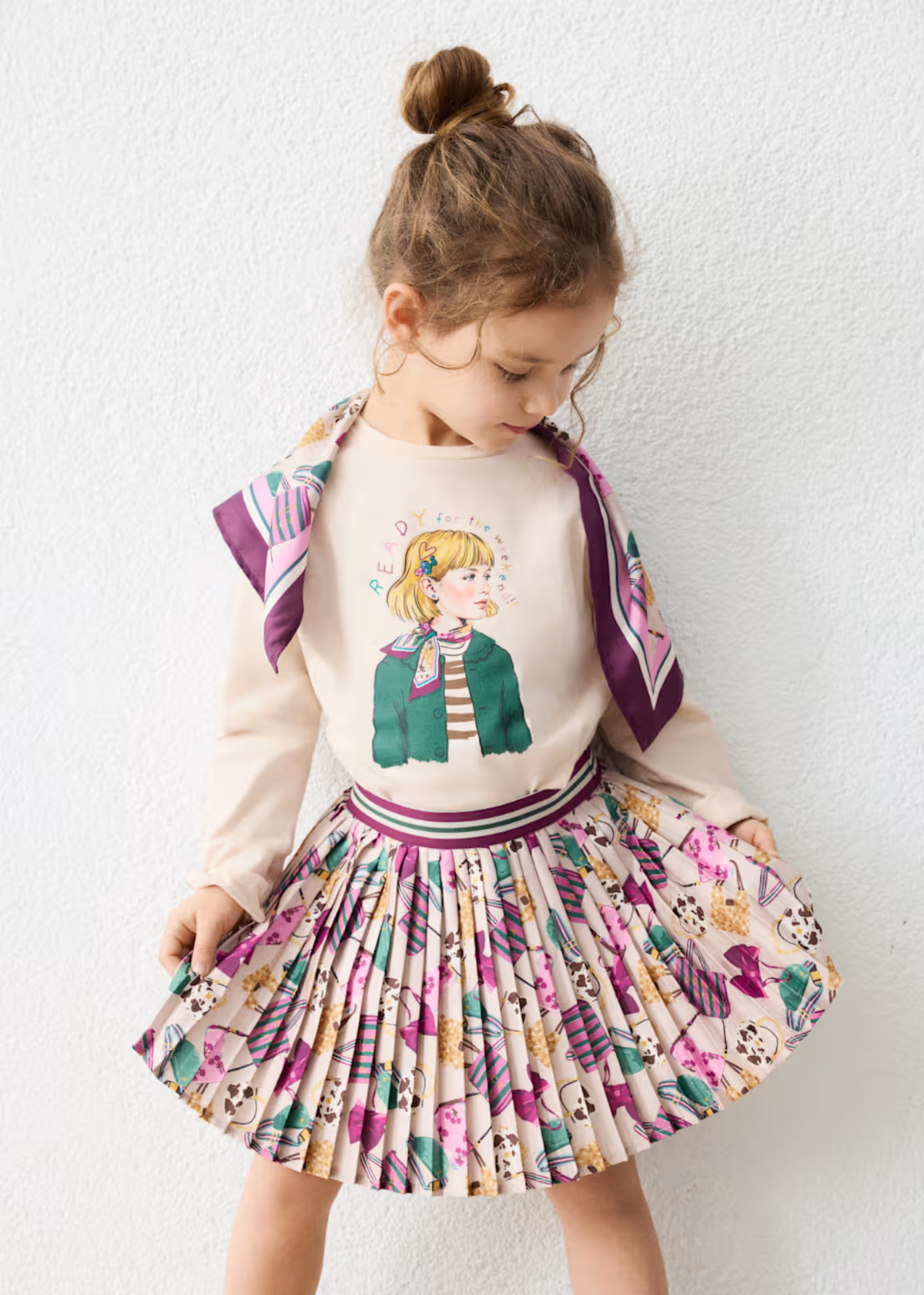 Falda Plisada Estampada Botella