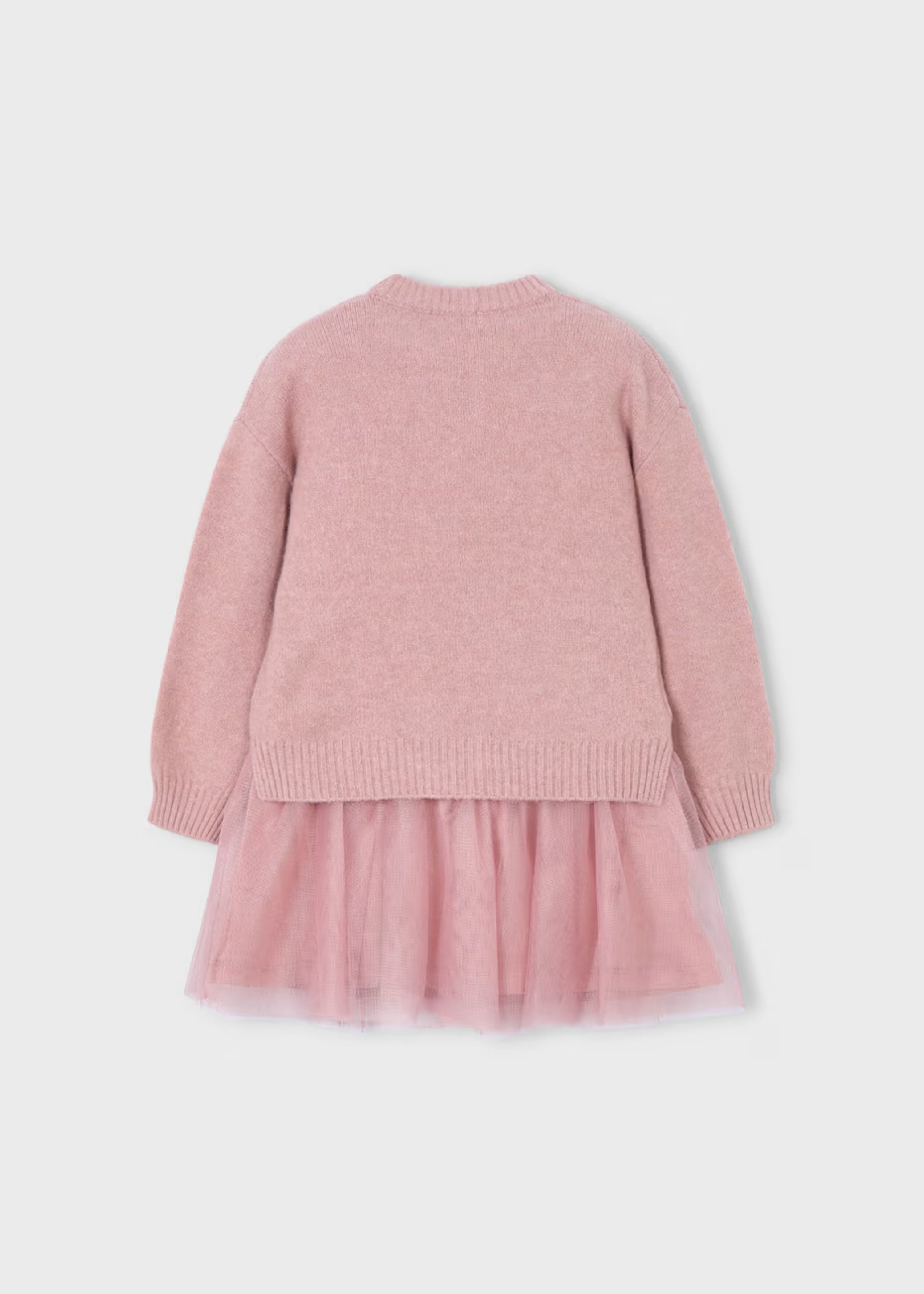 Conjunto Vestido Sweater Tejido Falda Tul