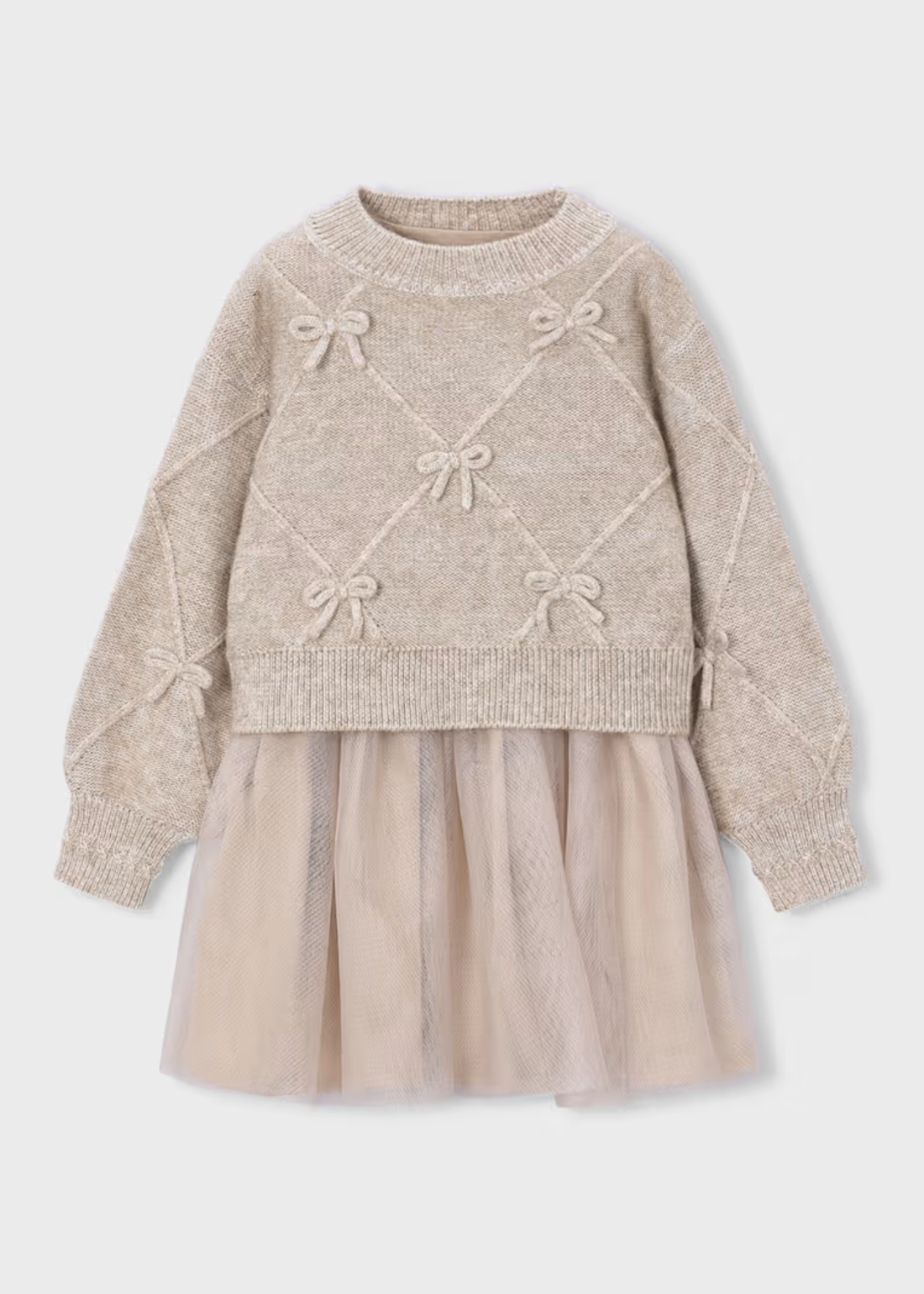 Vestido Tul Combinado Jersey Tejido Hojaldre