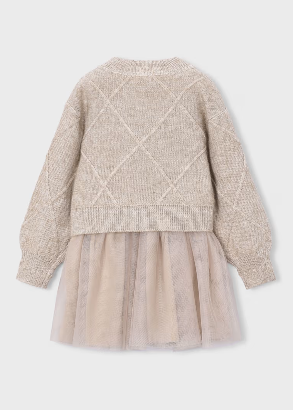 Vestido Tul Combinado Jersey Tejido Hojaldre
