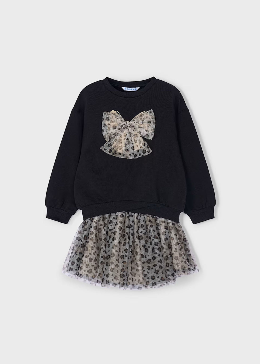Set Buzo Negro Falda Tul Animal Print
