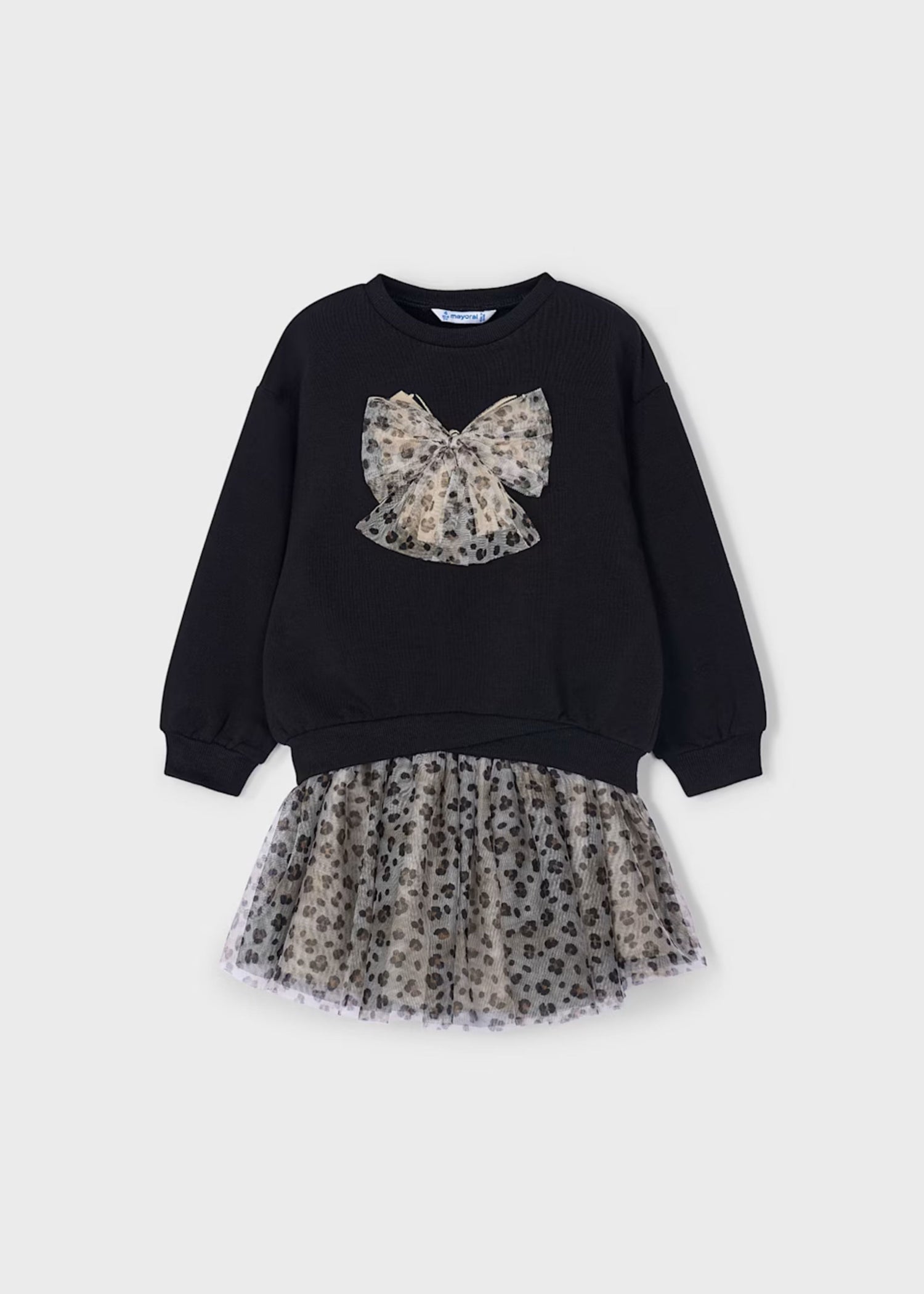 Set Buzo Negro Falda Tul Animal Print