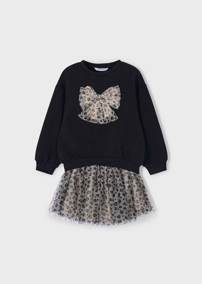 Set Buzo Negro Falda Tul Animal Print