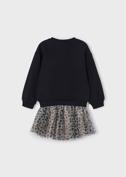 Set Buzo Negro Falda Tul Animal Print