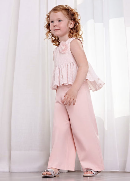 Conjunto Rosa Pantalón Largo Crepe Fluido Niña