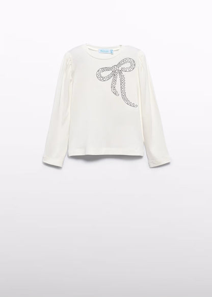 Camiseta Bordado Lazo Crema