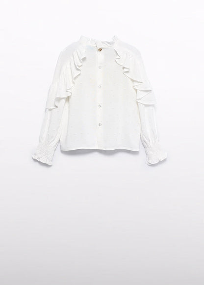 Blusa Plumeti Volantes Crema