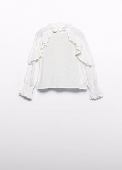 Blusa Plumeti Volantes Crema