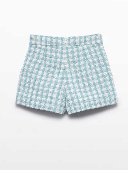 Short Tweed Lurex Aqua