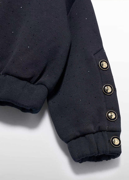 Buzo Strass  Botones Negro