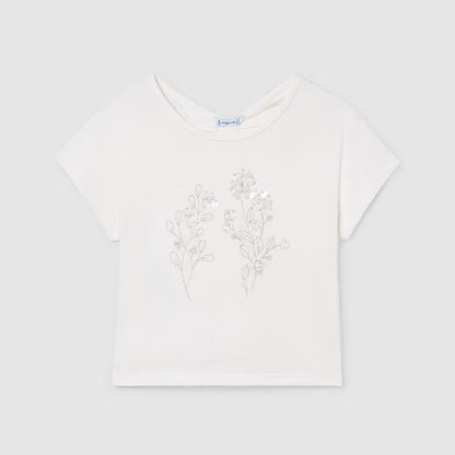 Camiseta Bordado Lino Crudo