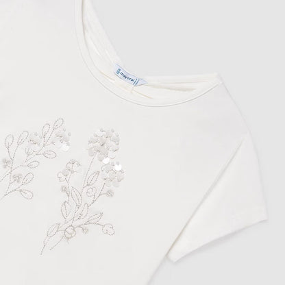 Camiseta Bordado Lino Crudo