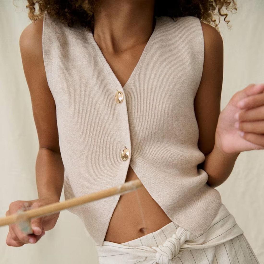 Chaleco Tricot Botones Gold