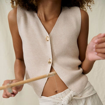 Chaleco Tricot Botones Gold