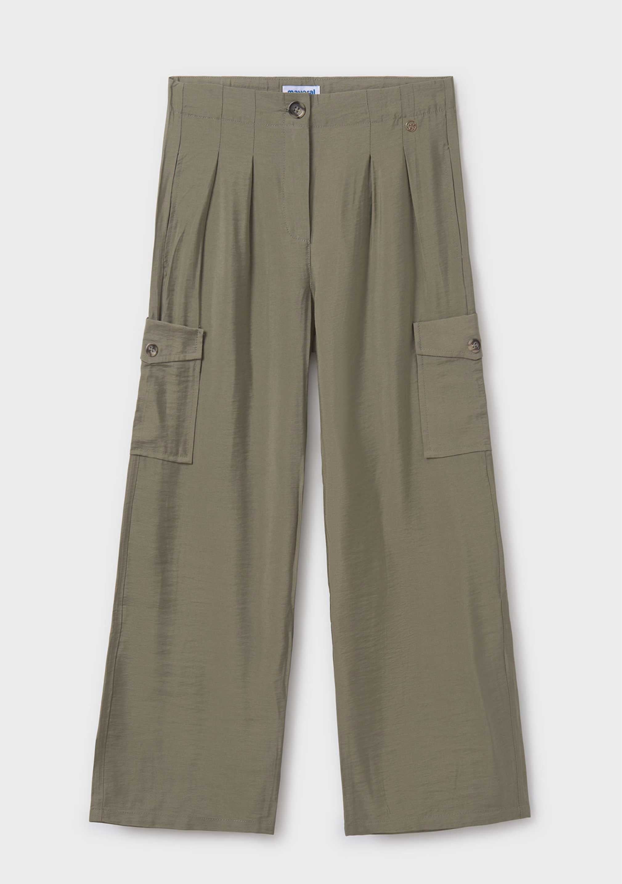Pantalón Cargo Fluido Oliva Chica