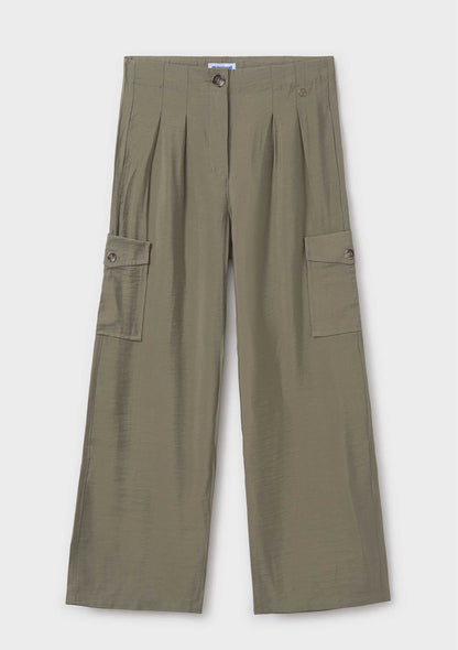 Pantalón Cargo Fluido Oliva Chica