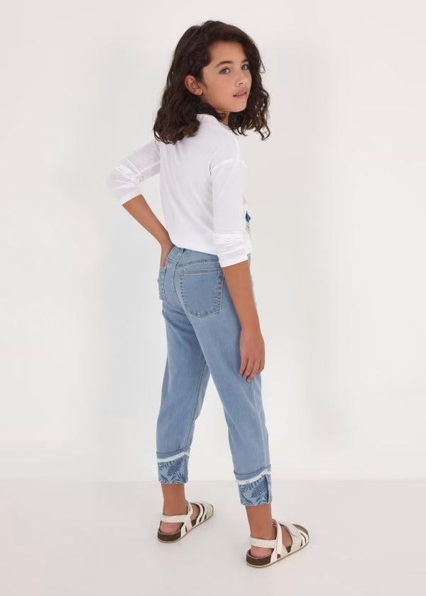 Jean Cropped De Algodón Para Chica