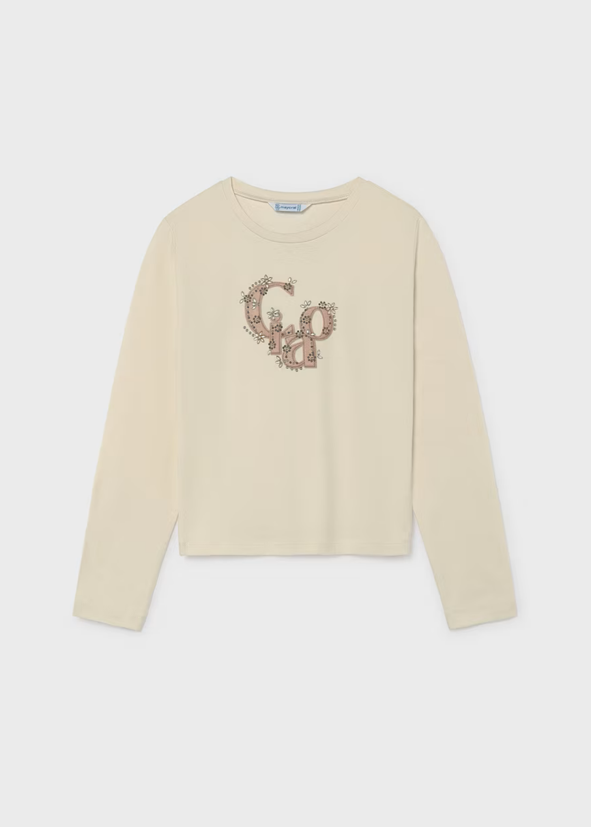 Camiseta Básica Bordado Crema