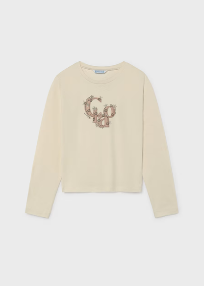 Camiseta Básica Bordado Crema