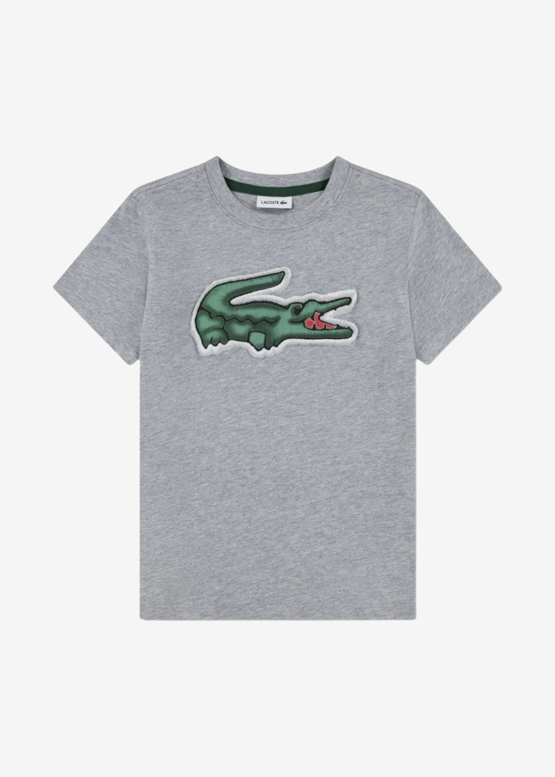 Camiseta Lacoste Gris Logo Gran Formato