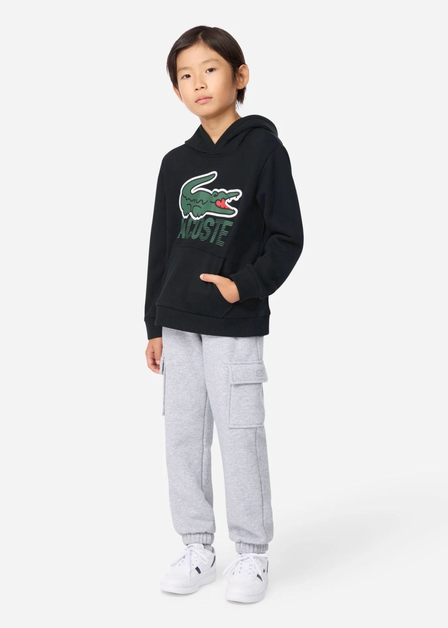 Hoodie Maxi Logo Lacoste Negro