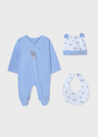 Primera Muda 3 Piezas Pijama Celeste