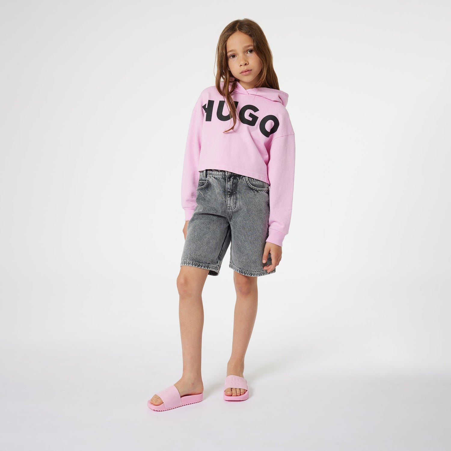 Hoodie Cropped Rosado Niña