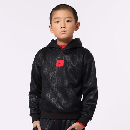 Buzo Hooded Negro Monograma Niño