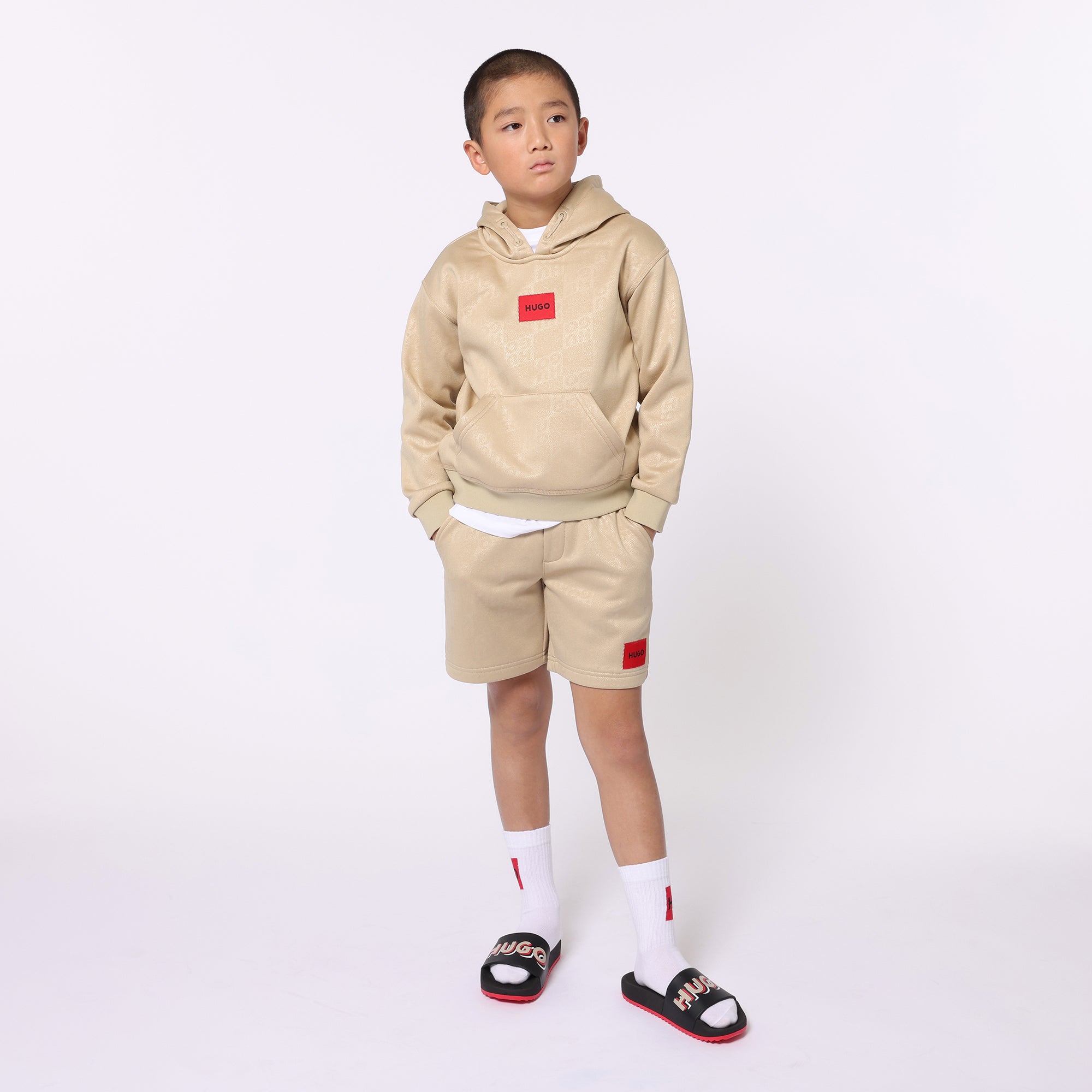 Buzo Hooded Beige Monograma Niño