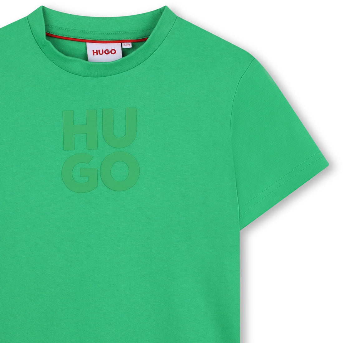 Camiseta Verde Isla Logotipo Apilado Destacado Algodón Orgánico