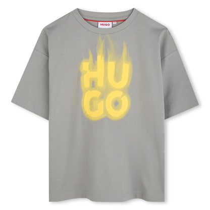 Camiseta Gris Logotipo Llamativo Algodón Orgánico