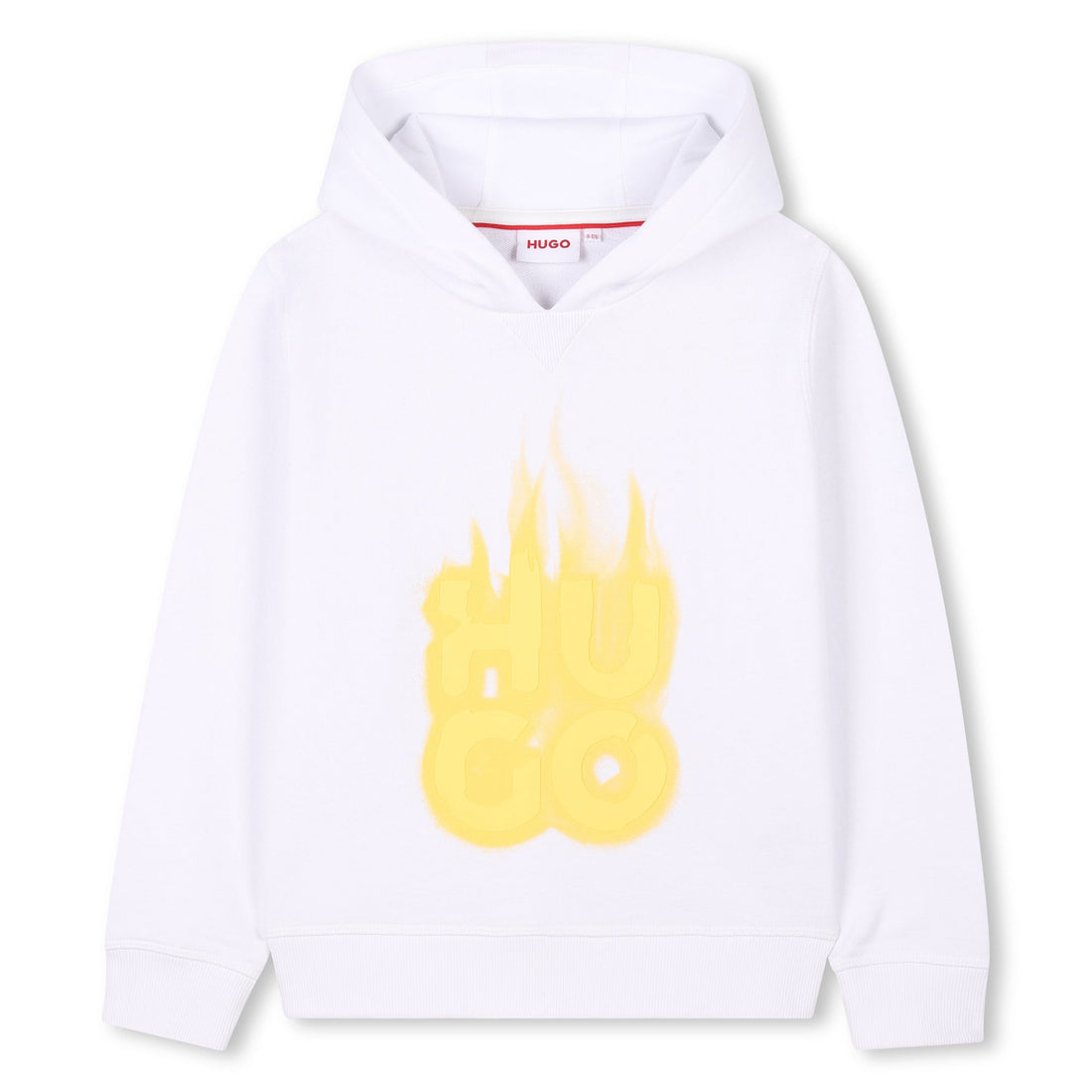 Buzo Hooded Blanco Logotipo Fantasía Amarillo