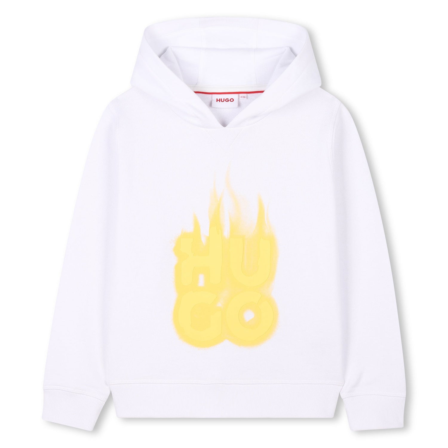 Buzo Hooded Blanco Logotipo Fantasía Amarillo