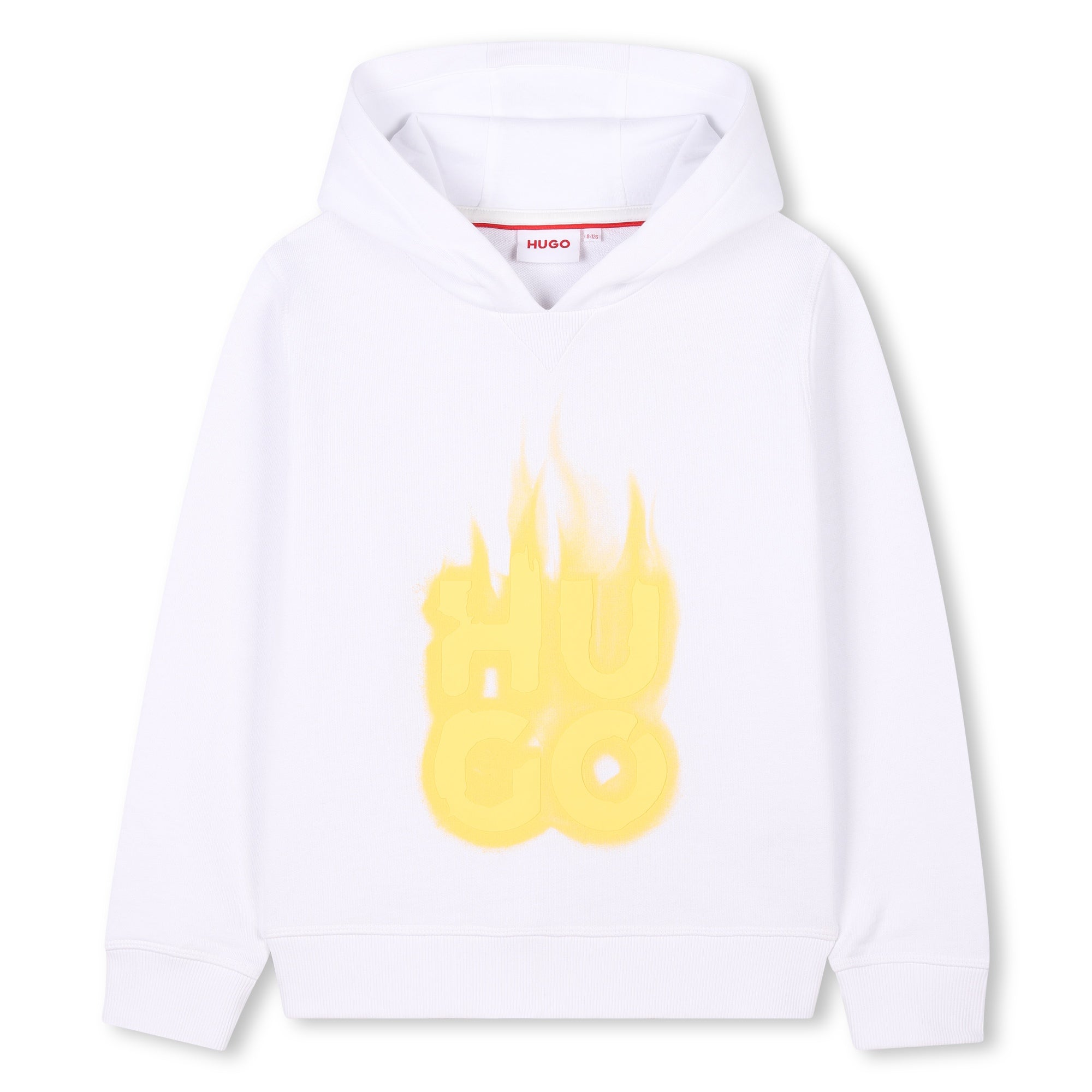 Buzo Hooded Blanco Logotipo Fantasía Amarillo