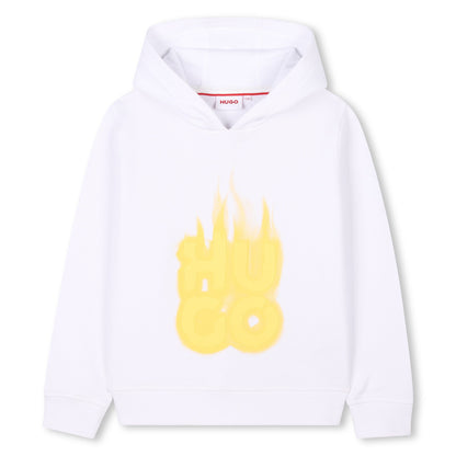 Buzo Hooded Blanco Logotipo Fantasía Amarillo