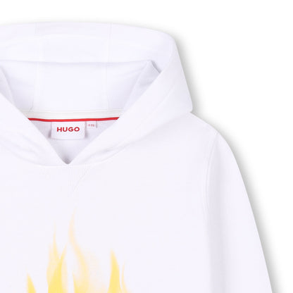 Buzo Hooded Blanco Logotipo Fantasía Amarillo