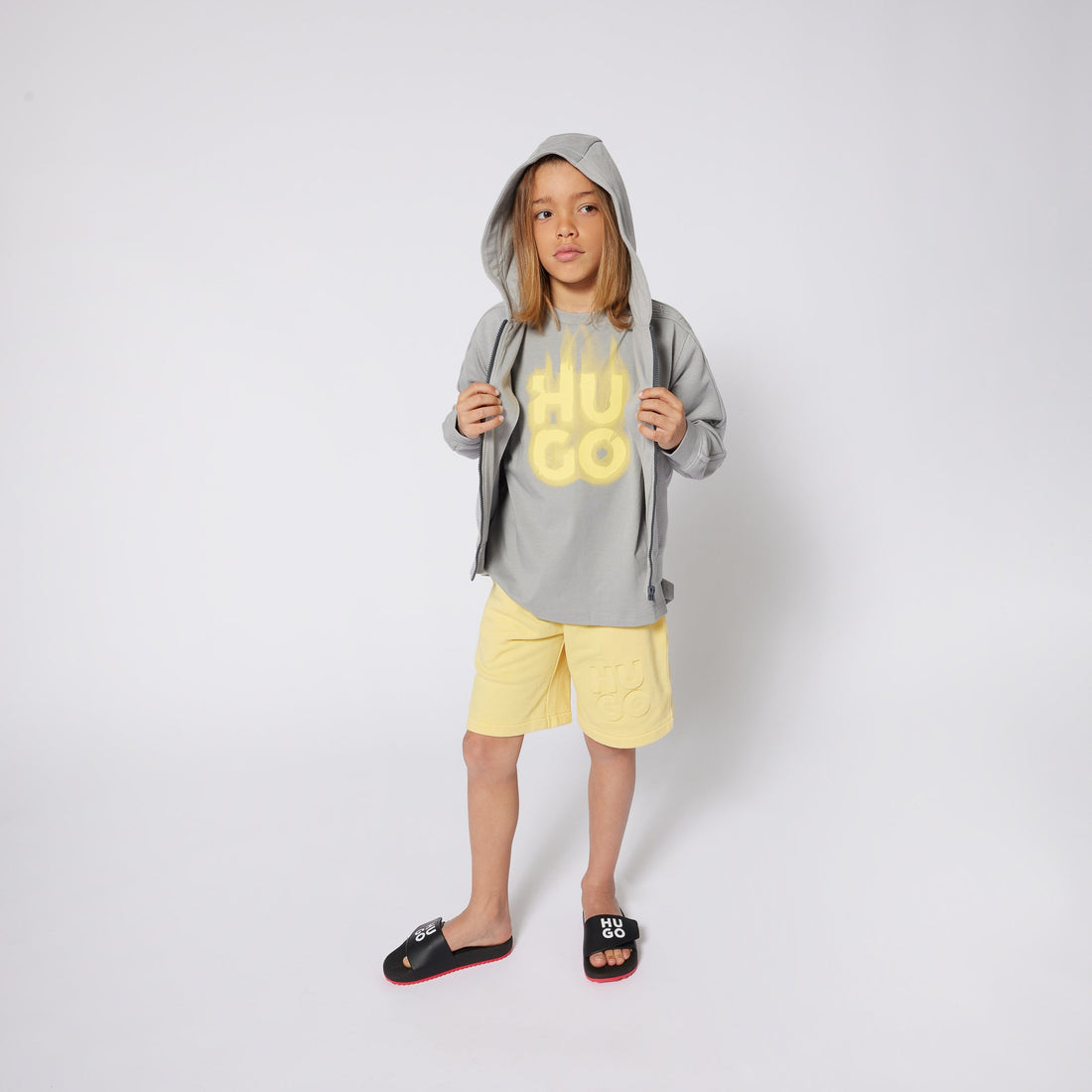 Chaqueta Hooded Gris Logotipo &quot;HUGO EST 93&quot;
