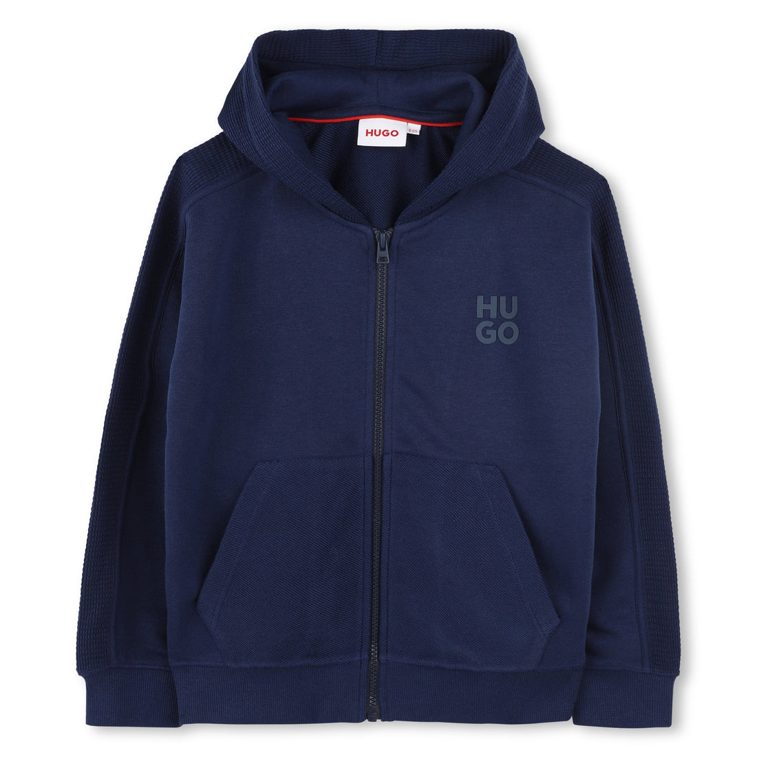 Chaqueta Hooded Azul Tejido Gofrado