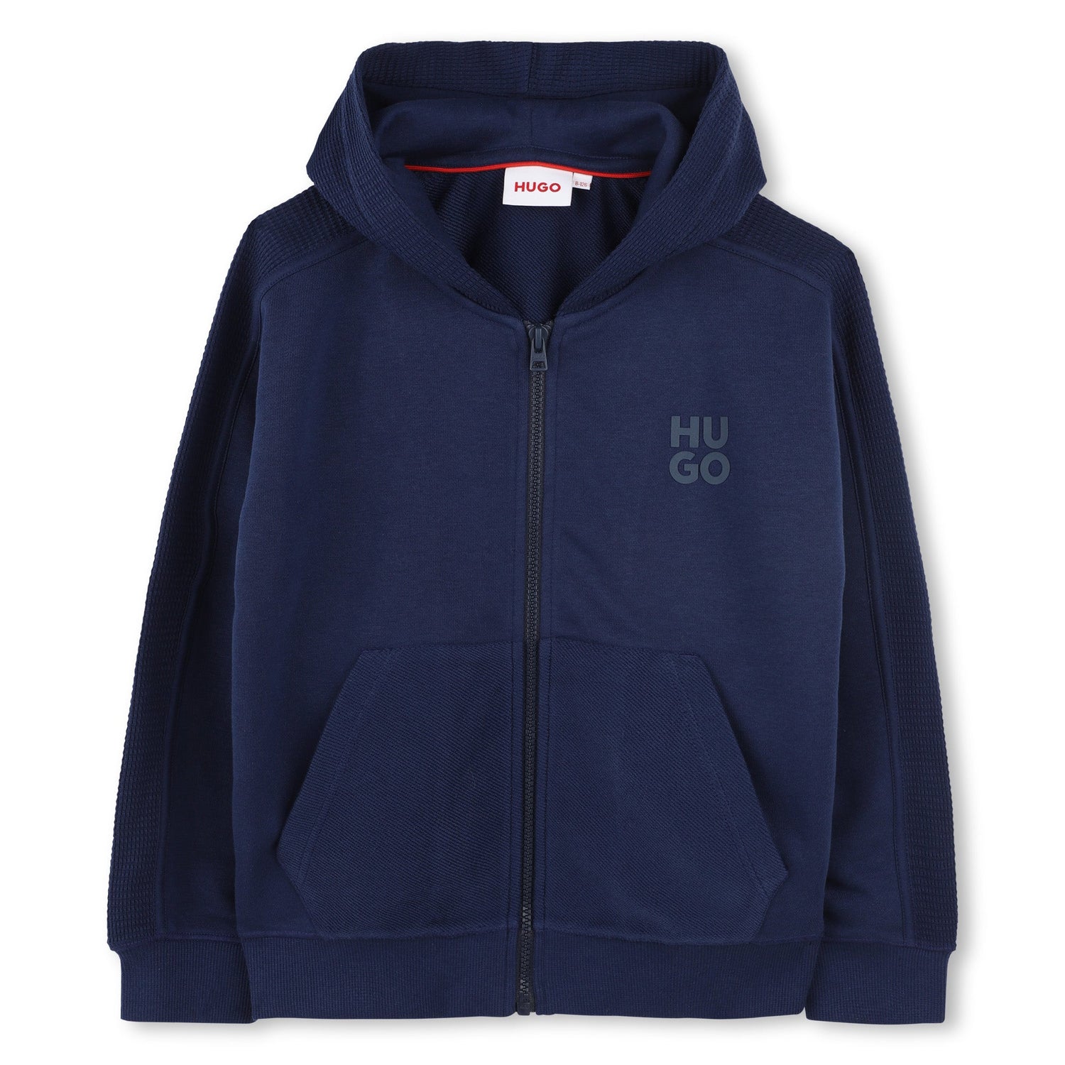 Chaqueta Hooded Azul Tejido Gofrado