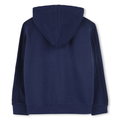 Chaqueta Hooded Azul Tejido Gofrado
