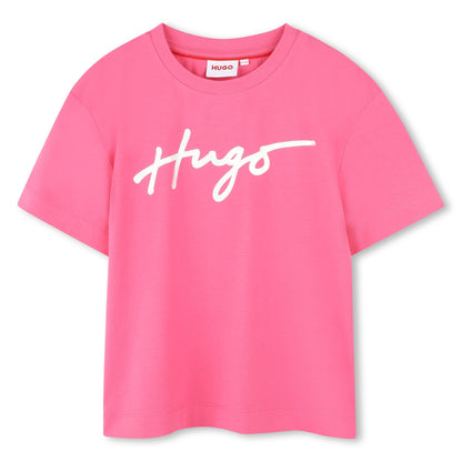 Camiseta Rosa Impactante Logotipo iridiscente